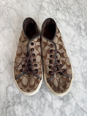 Coach Brown Signature Canvas Low-Top Sneakers